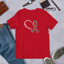 Load image into Gallery viewer, T Street Avenue Apparel Cancer and Autism Heart Short-Sleeve Tee
