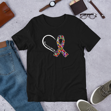 Load image into Gallery viewer, T Street Avenue Apparel Cancer and Autism Heart Short-Sleeve Tee
