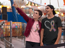 Load image into Gallery viewer, T Street Avenue Apparel Cancer and Autism Heart Short-Sleeve Tee
